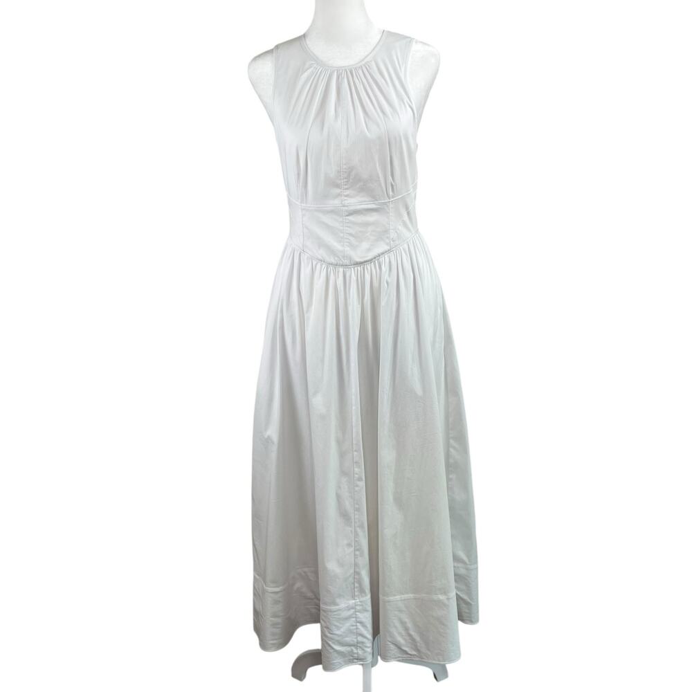 Cinq A Sept White Benita Double Bow Back Sleeveless Crewneck Midi Dress 2 NWOT - Picture 2 of 16
